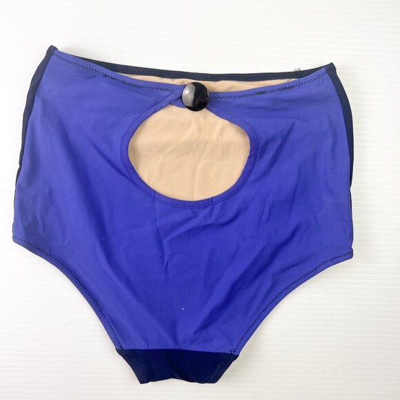 Araks High Waisted Full Coverage Swim Bikini Bottom Size XS Blue Cutout Back - Picture 1 of 7